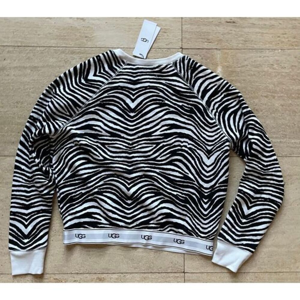 NEW UGG Zebra Print Crewneck Sweatshirt Long Sleeve‎ Pullover XS - Picture 6 of 7